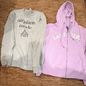 Gray and Lavender Graphic Hoodies size Medium